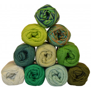 Mayflower Cotton 8/4 Garnpakke 10 farver Grønne nuancer - 10 stk