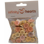 Boutons Infinity Hearts Wood Dots Ass. couleurs 15mm - 100 pcs