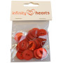 Bouton Infinity Hearts Acrylic Red 19mm - 20 pcs