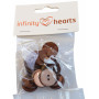 Bouton Infinity Hearts Acrylic Brown 19mm - 20 pcs