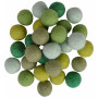 Boules de Feutre Laine 20mm Nuances de Vert Assorties - 30 pces