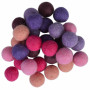 Boules de Feutre Laine 20mm Nuances de Violet Assorties - 30 pces
