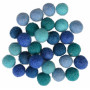 Boules de feutre Laine 10mm Nuances de Bleu Assorties - 30 pces
