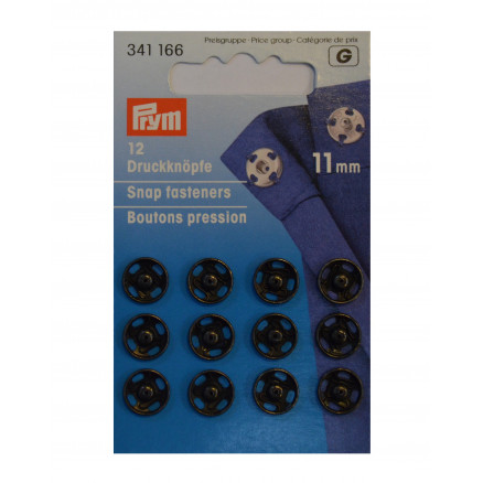 Prym Boutons Pression Noir 11mm 12 pces