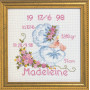 Kit de broderie Permin Aida Birth Chart Madeleine 19x19cm