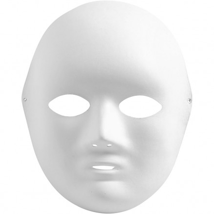 Masque, blanc, H: 22 cm, L: 17 cm, 10 pièce/ 1 Pq. 