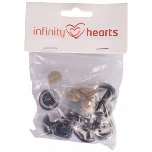 Yeux de sécurité Infinity Hearts / Yeux pour Amigurumi Noir 9x12mm - 5 sets  - Sans fermeture de sécurité 