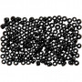 Perles de rocaille, noir, dim. 8/0 , d 3 mm, diamètre intérieur 0,6-1,0 mm, 500 gr/ 1 Pq.