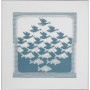 Kit de broderie Permin Lin Oiseau/Poisson Gris Bleu 57x55cm