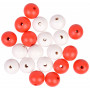 Infinity Hearts Wooden Beads/Pull Beads Wooden Round Red/White 20mm - 20 pcs.