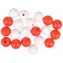 Infinity Hearts Perles Bois Rondes Rouge/Blanc 30mm - 20 pces