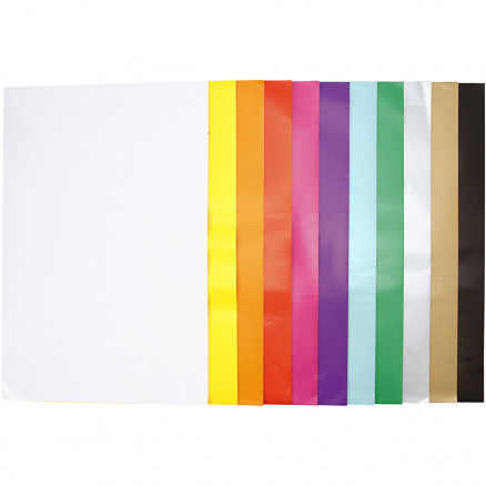 Papier glacé, ass. de couleurs, 32x48 cm, 80 gr, 11x25 flles/ 1 Pq. 