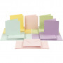 Cartes et enveloppes, couleurs pastel, dimension carte 15x15 cm, dimension enveloppes 16x16 cm, 110+220 gr, 50 set/ 1 Pq.