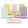 Cartes et Enveloppes, dimension carte 10,5x15cm, dimension envelope 11,5x16,5cm, 50 kits, couleurs pastel