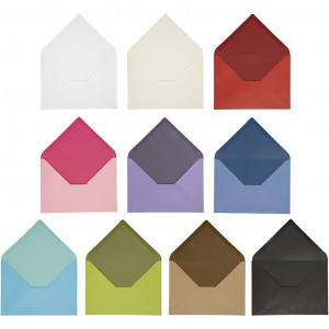 Cartes 15 x 15 cm et enveloppes - Différents coloris - 50 sets