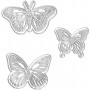 Gabarit de coupe et matrice de découpe, papillons, dim. 5x4,5+6,5x5+8x4,5 cm, 1 pièce