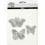Gabarit de coupe et matrice de découpe, papillons, dim. 5x4,5+6,5x5+8x4,5 cm, 1 pièce