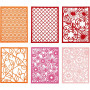 Bloc de papier cartonné avec des motifs façon dentelle, orange, rose, rouge, rose, A6, 104x146 mm, 200 gr, 24 pièce/ 1 Pq.