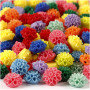 Perles fleurs, ass. de couleurs, 300 ml, dim. 15x8 mm, diamètre intérieur 1,5 mm, 10x25 pièce/ 1 Pq.