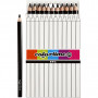 Crayons de Couleur Colortime, noir, L: 17,45 cm, mine 5 mm, JUMBO, 12 pièce/ 1 Pq.