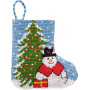 Permin Kit de Broderie Chaussette de Noël Sapin/Bonhomme de neige 7x8cm