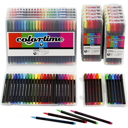 Colortime Feutres Fins, largeur tracé: 0,6-0,7mm, 18 packs