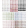 Pierres de strass, ass. de couleurs, d 6+8+10 mm, 10 Pq./ 7 Pq.