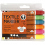 Feutres textile, couleurs néons, trait 2-4 mm, 6 pièce/ 1 Pq.