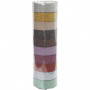Ruban adhésif à paillettes, ass. de couleurs, L: 15 mm, 10x6 m/ 1 Pq.