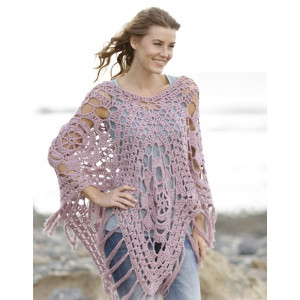 Rhapsodie en Rose par DROPS Design - Poncho au Crochet Carrés Mamie