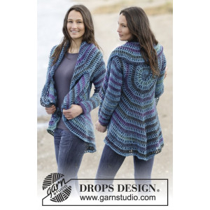 Bleu Gypsy par DROPS Design - Patron de Veste au Crochet Tailles S - XXXL