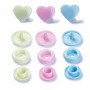 Prym Love Color Snaps Boutons-pression en plastique Cœur 12,4mm Ass. Rose/Bleu/Vert - 30 pcs