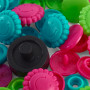 Prym Love Druckknöpfe farbig, nähfreie Pressverschlüsse Kunststoff Blume 13,2;7mm versch. Pink/Grün/Türkis - 30 Stk