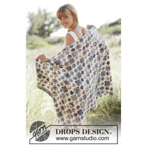 Chemin Rocailleux par DROPS Design - Patron de Couverture au Crochet Petits Carrés Mamie 135x75cm