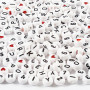 Perles lettres, blanc, dim. 7 mm, diamètre intérieur 1,2 mm, 200 gr/ 1 Pq.
