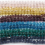 Perles de verre et à facettes, diam. 4 mm, taille du trou 1 mm, 12x45pcs.