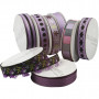 Rubans décoratifs - Assortiment, violet, L: 10 mm, 2 m/ 48 Pq.
