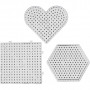 Plaque à picots, transparent, coeurs, hexagones, carrés, dim. 15x15-17,5x17,5 cm, JUMBO, 6 pièce/ 1 Pq.