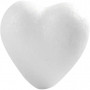 Coeurs en polystyrène, blanc, H: 6 cm, P: 3 cm, 50 pièce/ 1 Pq.