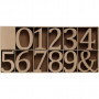 Chiffres, lettres et signes en bois, H: 13 cm, ép. 2 cm, 160 pièce/ 1 Pq.