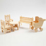 Mini-meubles, table de jardin, landau, mini-chaise, fauteuil à bascule, banc, H: 5,8-10,5 cm, 50 pièce/ 1 Pq.