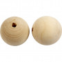 Perle en bois, d 50 mm, diamètre intérieur 8 mm, 20 pièce/ 1 Pq.