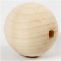Perle en bois, d 50 mm, diamètre intérieur 8 mm, 20 pièce/ 1 Pq.