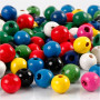 Mélange de perles en bois, ass. de couleurs, d 8 mm, diamètre intérieur 2 mm, 200 gr/ 1 Pq.