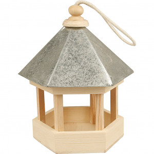 Nichoir pour oiseaux avec toit en zinc, dimension 13,5x11x19cm, dimension  trou 32mm, 1 pce, pin 