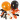 Ballons, noir, orange, blanc, Ronds, d 23-26 cm, 100 pièce/ 1 Pq.