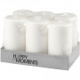 Bougies, blanc, H: 100 mm, d 50 mm, 6 pièce/ 1 Pq.