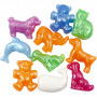 Perles de différentes formes, ass. de couleurs, dim. 25 mm, diamètre intérieur 4 mm, 700 ml/ 1 boîte