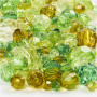 Perles à Facettes, dimension 4-12mm, dimension trou 1-2,5mm, 250g, nuances vertes