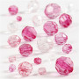 Mix de Perles à Facettes, pink (081), dim. 4-12 mm, diamètre intérieur 1-2,5 mm, 250 gr/ 1 Pq.